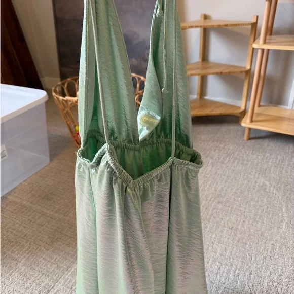 Lucy in the Sky Metallic Mint Halter Mini Dress - Picture 3 of 3